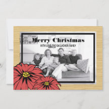 Rustikale Poinsettia Holiday Foto Flat Card
