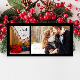Rustikale Poinsettia Karierte Winterhochzeit Viele Dankeskarte