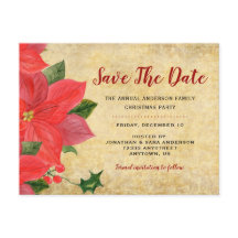 Rustikale Poinsettia | Save the Date Weihnachts-Pa