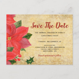 Rustikale Poinsettia | Save the Date Weihnachts-Pa Ankündigungspostkarte