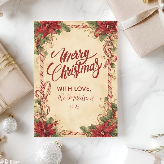 Rustikale Poinsettia Urlaub Feiertagskarte