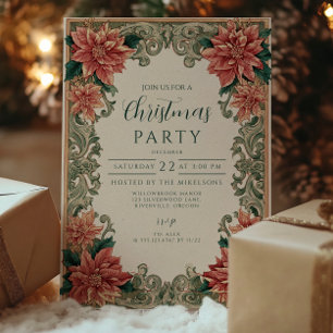 Rustikale Poinsettia Weihnachtsfeier Party Einladung