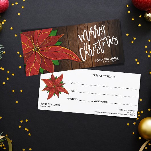 Rustikale Poinsettia Weihnachtskarte