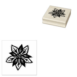Rustikale Poinsettia Weihnachtsvolkstümliche Blume Gummistempel