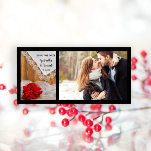 Rustikale Poinsettien und Spitzenwinters Save the Date