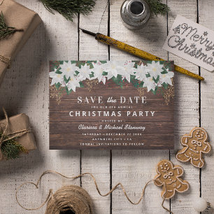 Rustikale Poinsettien-Weihnachts-Save-the-Date-Kar Feiertagspostkarte