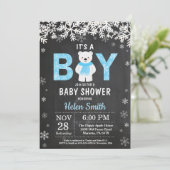 Rustikale Polar Bear Winter Boy Baby Dusche Einladung (Stehend Vorderseite)
