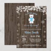 Rustikale Polar Bear Winter Boy Babydusche Einladung (Vorne/Hinten)