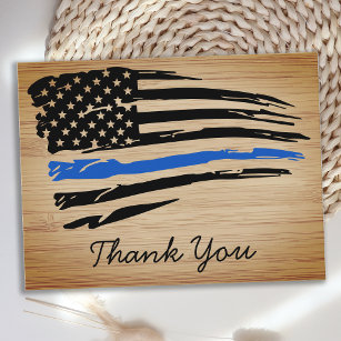 Rustikale Polizei Thin Blue Line Flag Vielen Dank Postkarte