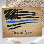 Rustikale Polizei Thin Blue Line Flag Vielen Dank Postkarte