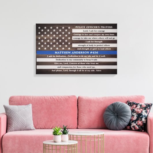 Rustikale Polizeibeamte Gebet Geschenk dünne blaue Leinwanddruck (Insitu (Wohnzimmer))