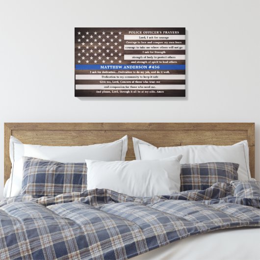 Rustikale Polizeibeamte Gebet Geschenk dünne blaue Leinwanddruck (Insitu (Schlafzimmer))