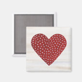 Rustikale Polka Dot Valentine Herz Magnet (Vorderseite/Rückseite)