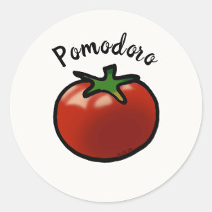 Rustikale Pomodoro-Italienische-Tomaten-Grafik Runder Aufkleber