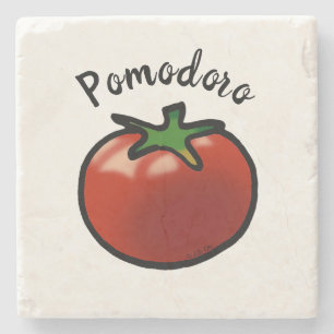 Rustikale Pomodoro-Italienische-Tomaten-Grafik Steinuntersetzer