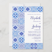Rustikale Portugiesisch Tile Blue White Wedding Einladung (Vorderseite)