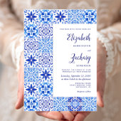 Rustikale Portugiesisch Tile Blue White Wedding Einladung