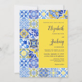 Rustikale Portugiesisch Tile Blue Yellow Wedding Einladung (Vorderseite)