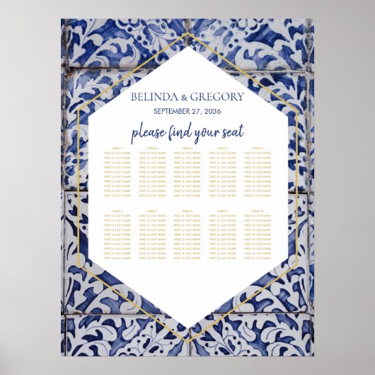 Rustikale Portugiesisch-Tiles Hochzeitskarte Poster (Vorne)