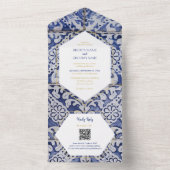 Rustikale Portugiesisch-Tiles Hochzeitsstifter QR- All In One Einladung (Innen Boden)