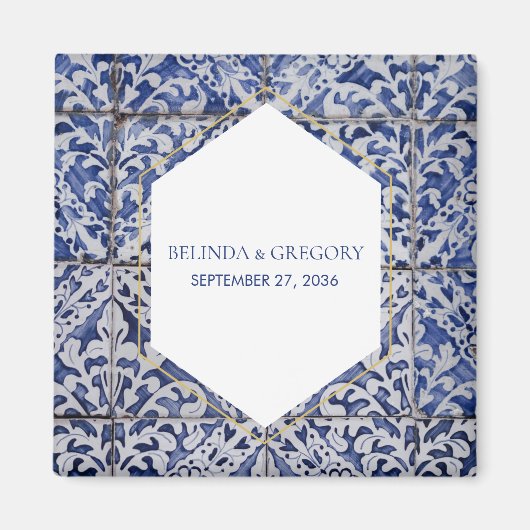 Rustikale portugiesische Tiles-Gastgeschenk Hochze Magnet (Vorne)