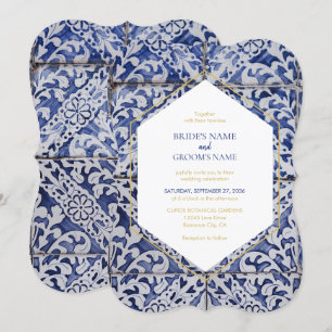 Rustikale portugiesische Tiles Hochzeitseinladunge Einladung