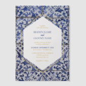 Rustikale portugiesische Tiles Hochzeitseinladunge Pergament Einladungen (Vorderseite)