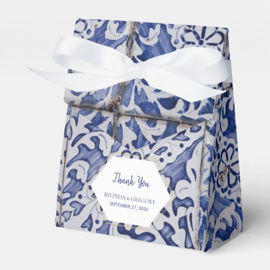 Rustikale portugiesische Tiles Wedding Geschenkschachtel (Vorderseite)