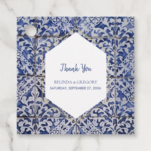Rustikale portugiesische Tiles Wedding Gift Favor  Geschenkanhänger (Vorderseite)