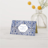 Rustikale portugiesische Tiles Wedding Platzkarte (Rückseite)