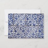 Rustikale portugiesische Tiles Wedding RSVP Cards (Rückseite)