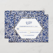 Rustikale portugiesische Tiles Wedding RSVP Cards (Vorne/Hinten)