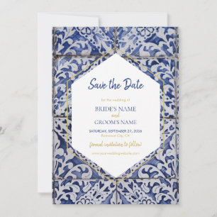 Rustikale portugiesische Tiles Wedding Save The Date