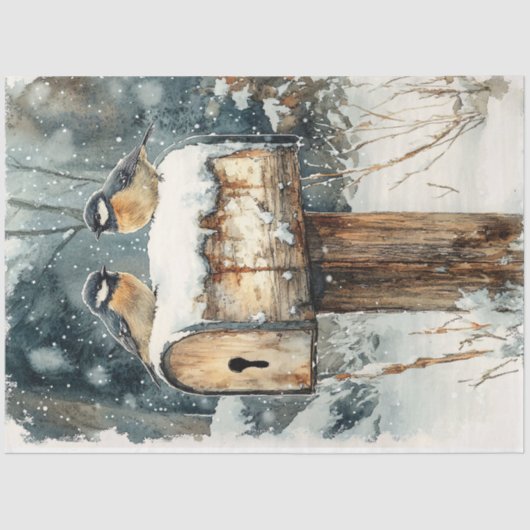 Rustikale Postbox mit Kichervogel-Decoupage Seidenpapier (Vorderseite)