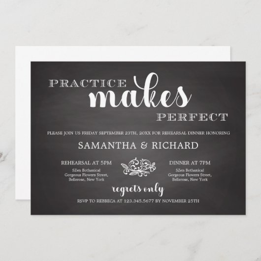 Rustikale Praxis macht perfekte Probe zum Abendess Einladung (Vorne/Hinten)