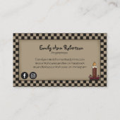 Rustikale, primitive Candle Checked Business Card Visitenkarte (Rückseite)