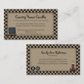 Rustikale, primitive Candle Checked Business Card Visitenkarte (Vorne/Hinten)