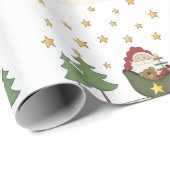 Rustikale Primitive Country Santa and Stars Weihna Geschenkpapier (Rolleneckpunkt)