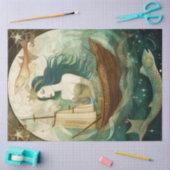 Rustikale primitive Frau mit dekoupage an Fischen Seidenpapier (Basteln)