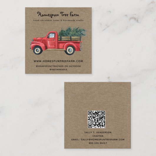 Rustikale, primitive Kraft Quadratische Visitenkarte (Vorne/Hinten)