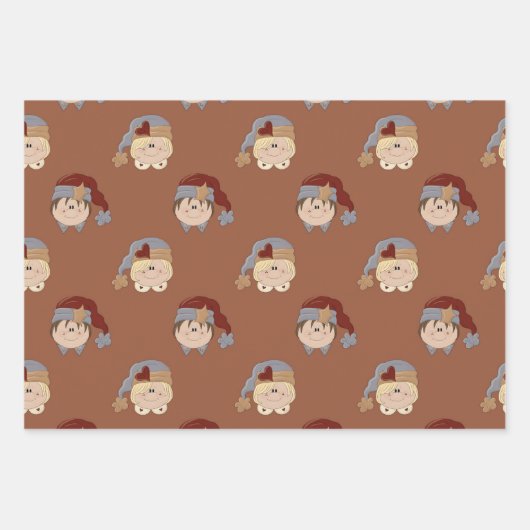 Rustikale primitive Landhäuser und Herz Geschenkpapier Set (Vorderseite 2)