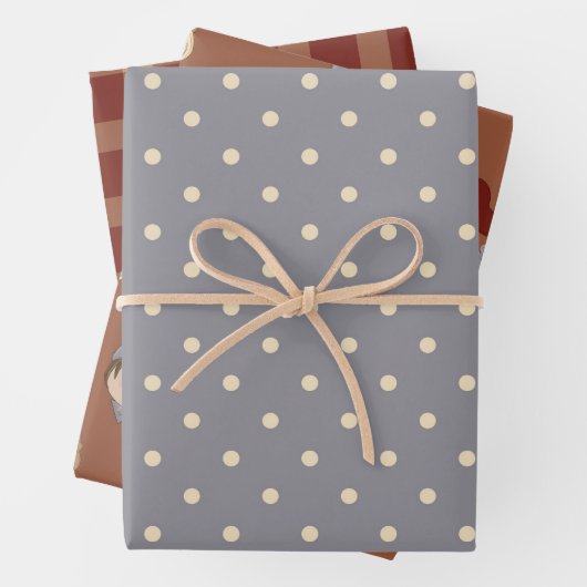 Rustikale primitive Landhäuser und Herz Geschenkpapier Set (Beispiel)