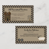 Rustikale, primitive Saltbox Willow Tree Country B Visitenkarte (Vorne/Hinten)