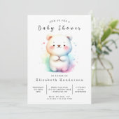 Rustikale Printable Bear Baby Dusche Einladung (Stehend Vorderseite)