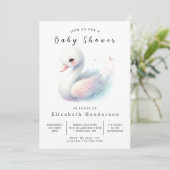 Rustikale Printable Swan Baby Dusche Einladung (Stehend Vorderseite)