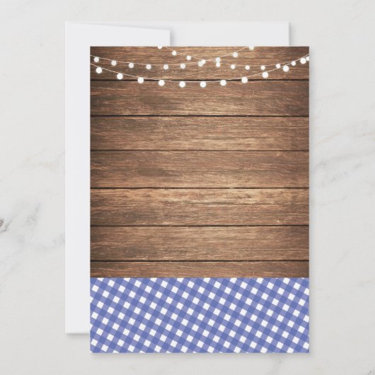 Rustikale Probe Abendessen Cutlery Blue Karo Einla Einladung (Rückseite)
