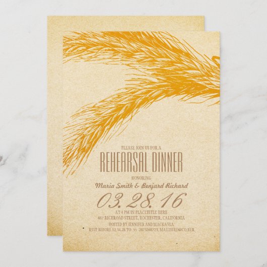 Rustikale Probe Abendessen Einladung (Vorne/Hinten)
