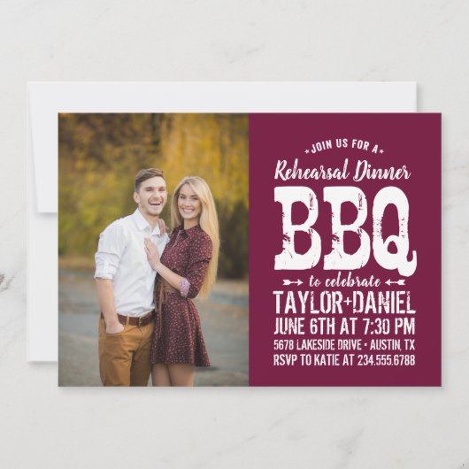 Rustikale Probe Abendessen GRILLEN | Editierbare F Einladung (Vorderseite)