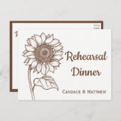 Rustikale Probe Abendessen Sonnenblume Braun Blüte Einladungspostkarte (Vorne/Hinten)