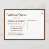 Rustikale Probe Abendessen Sonnenblume Braun Blüte Einladungspostkarte (Rückseite)